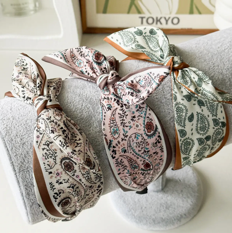 Satin Paisley Knots Headbands