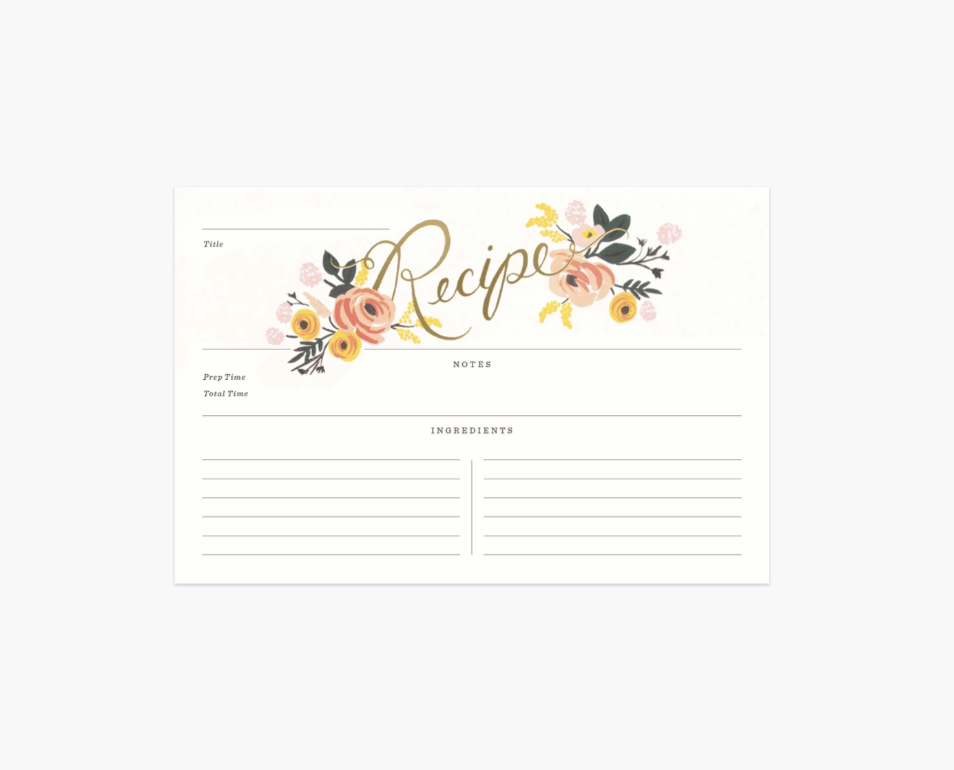 Peony Recipe Cards
