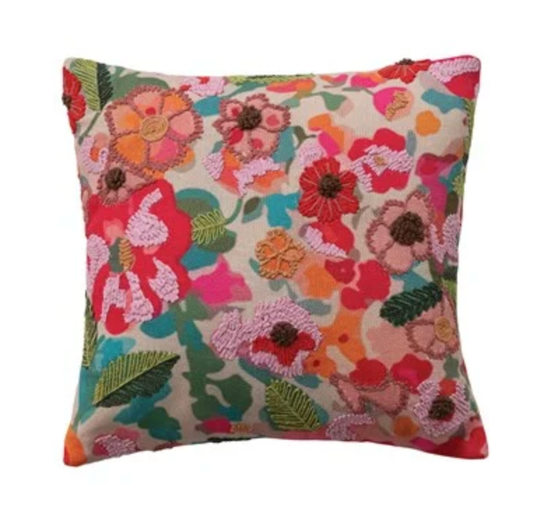Vibrant Pink & Orange Floral Pillow