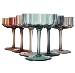 Muted Flower Coupe Glasses - Set of 6