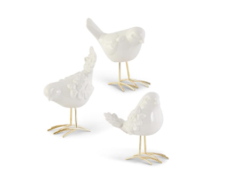 White Porcelain Birds w/Gold Legs