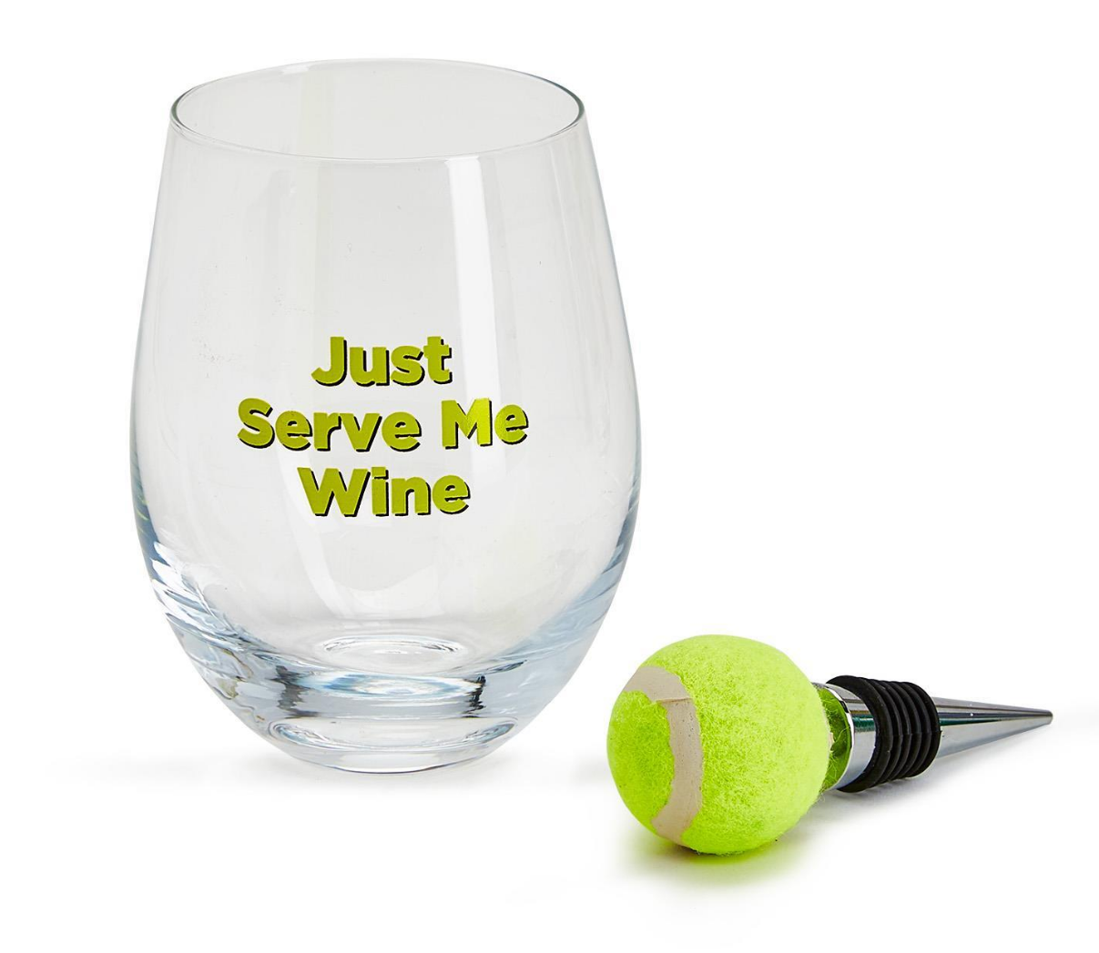 Tennis Wine Glass w/ Wine Stopper