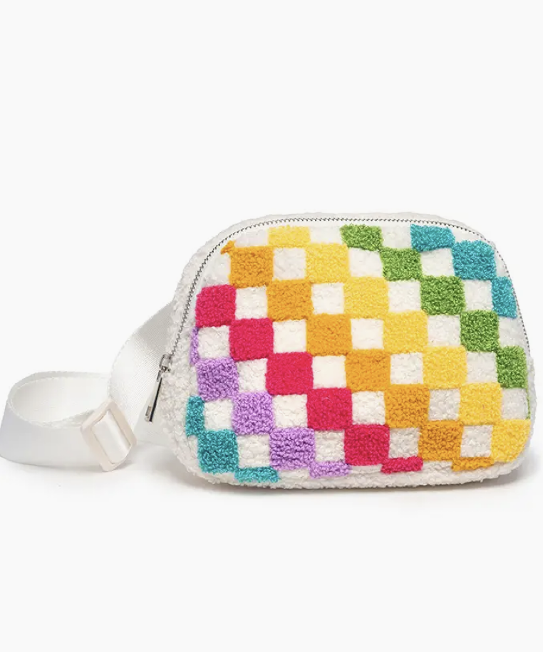 Rainbow Checkered Belt Bag