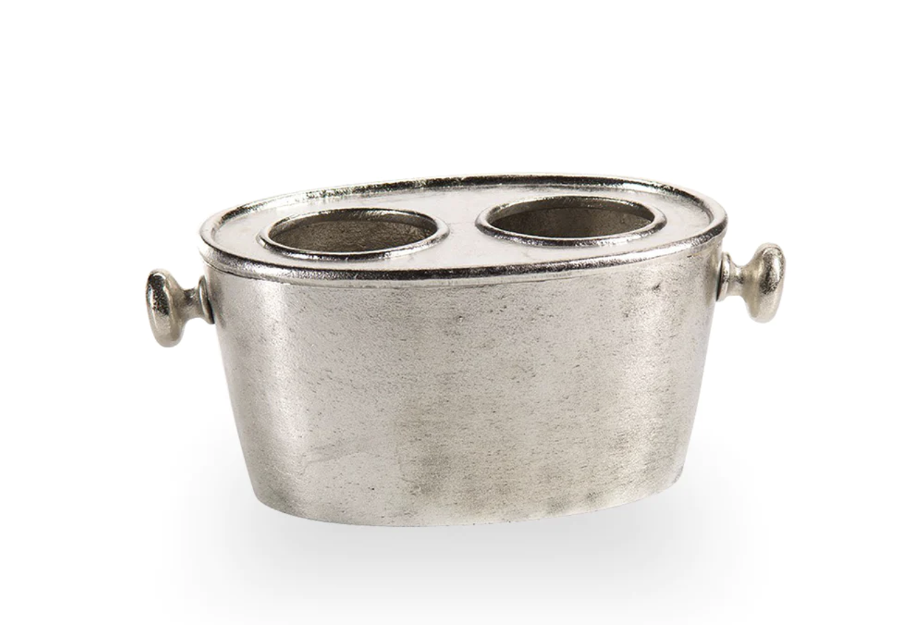 Raw Aluminum Two Bottle Wine Holder