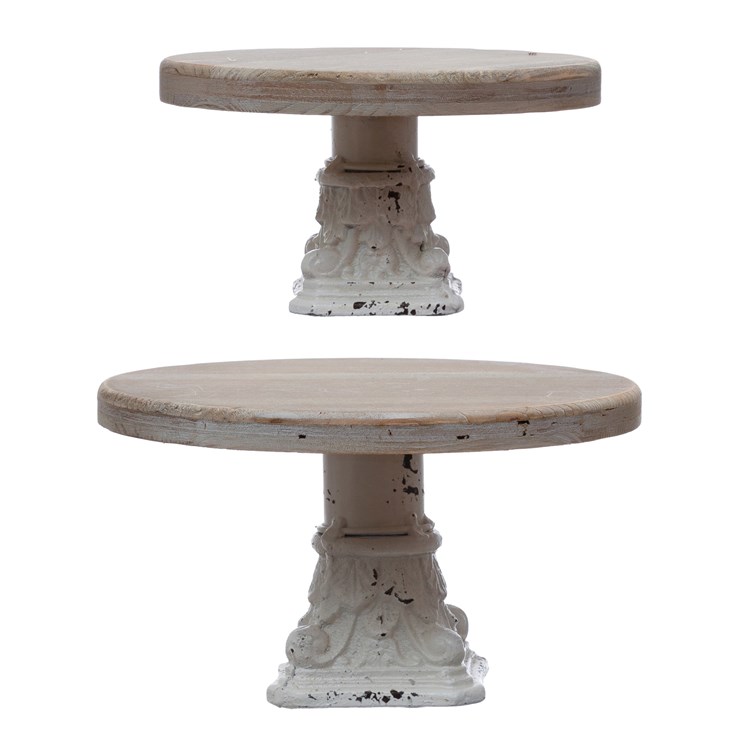 Wood & Metal Pedestals - White Distressed