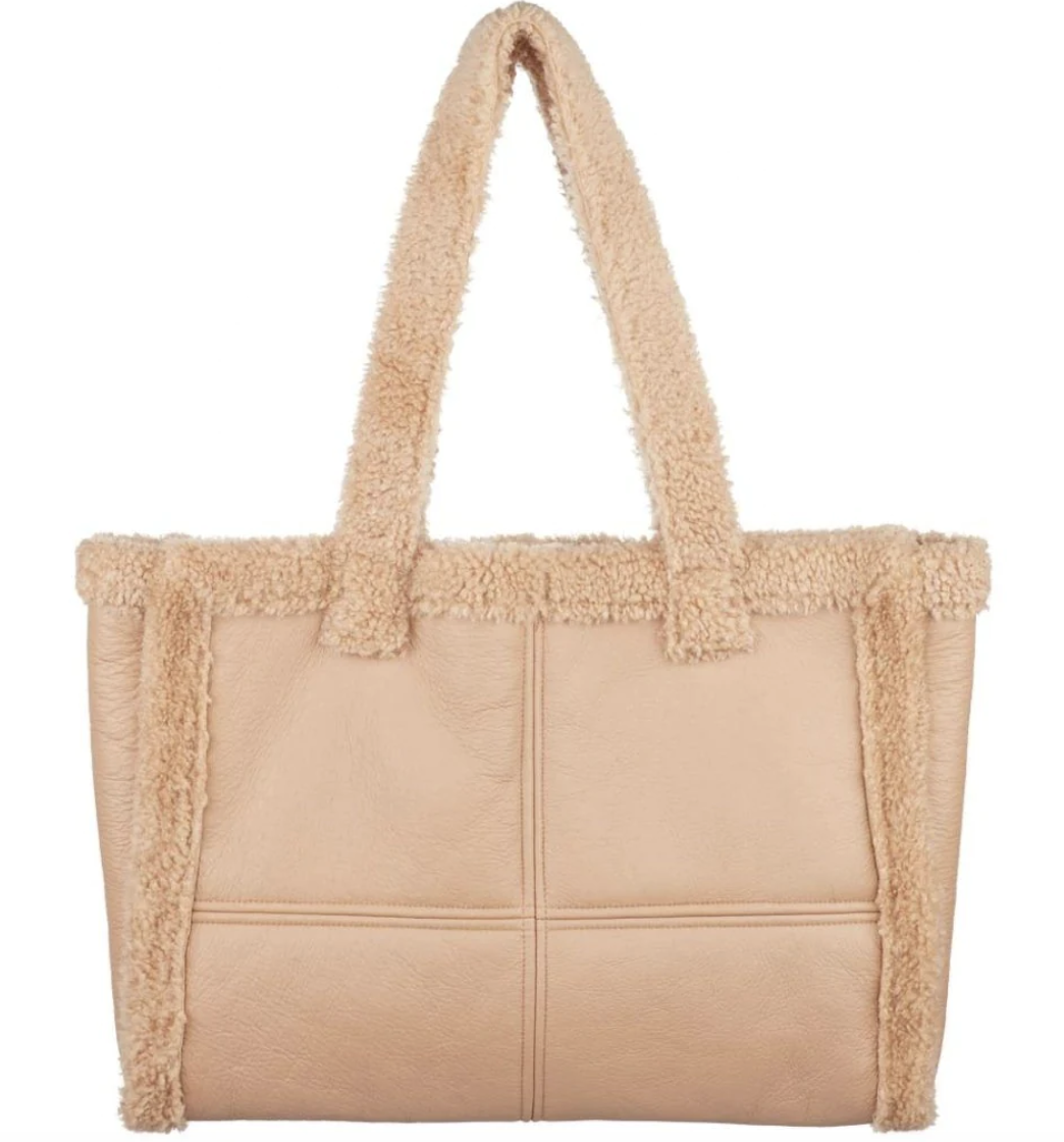 Tibetan Sheepskin & Leather Shopper Bag