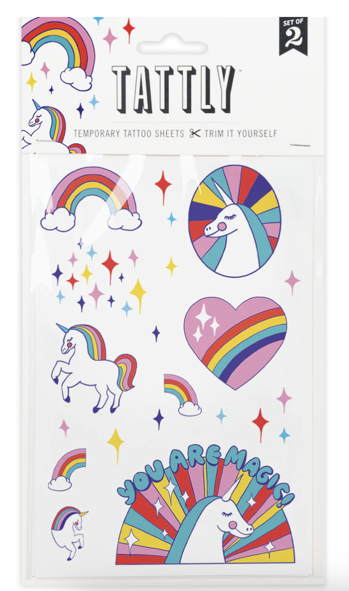 Rainbow Unicorn Temporary Tattoos - Two Sheets